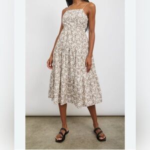 Rails Leni Cafe Floral Midi Dress in Cream and Brown